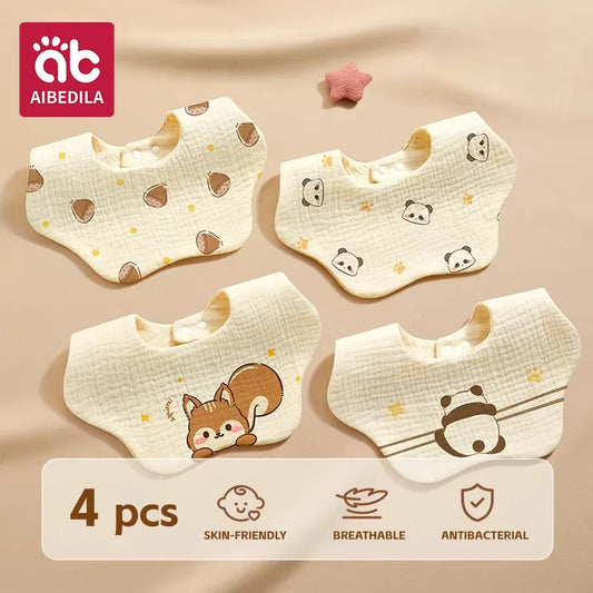 AIBEDILA 4 baberos tipo bandana para bebé, suaves y respetuosos con la piel, paños para la saliva, baberos transpirables para alimentación de recién nacidos, bebés y niños pequeños ﻿