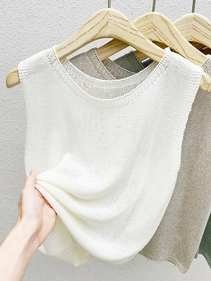Loose Casual Comfortable Knitted Vest Women's Sleeveless Top Fashionable Summer Design Sense Soft Style Commute Korean Version