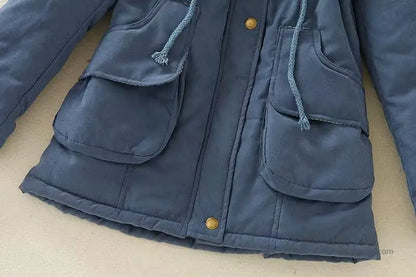 Women's Winter Long Jacket Hooded Overcoat Warm Fluffy Coats Zipper Closure Cotton Thickened Regular Length Coat