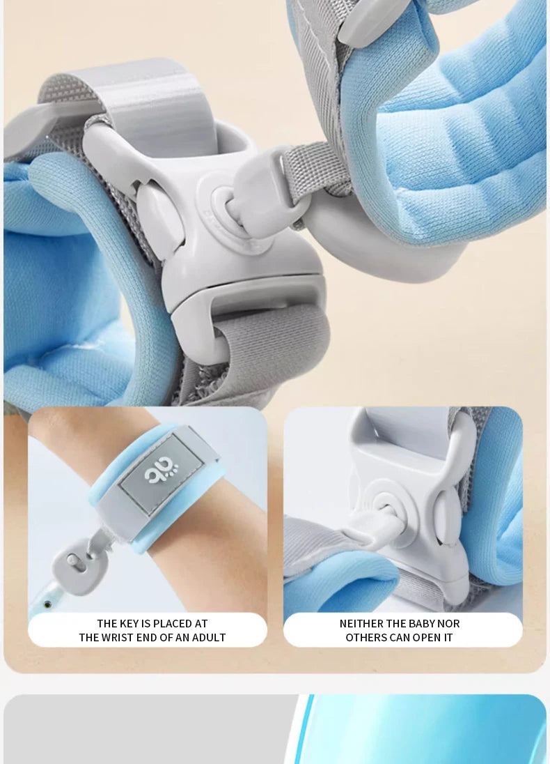 Pulsera antipérdida con bloqueo de seguridad de 1,5 m, pulsera para niños, cuerda de seguridad, pulsera para bebé, pulsera antipérdida para exteriores, cuerda de tracción