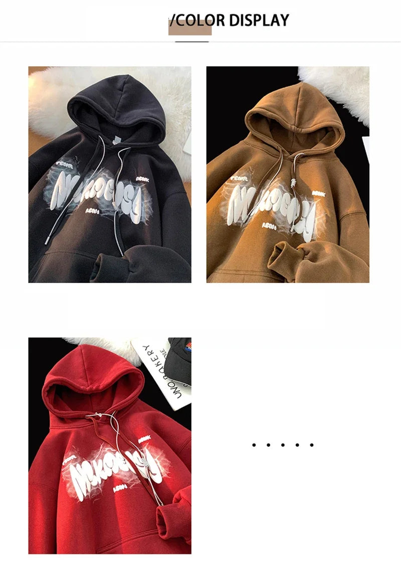 Otoño Goth estampado de letras Sudaderas con capucha para Hombre nuevo Y2K Vintage Sudaderas con capucha Harajuku Casual Sudaderas Hombre ropa de calle Sudadera con capucha