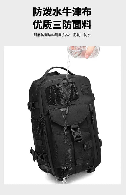 OZUKO-Bolso cruzado de hombro para hombre, bolsa de pecho, impermeable, táctico, cintura, bandolera, cremallera, moda, deportes al aire libre, negro