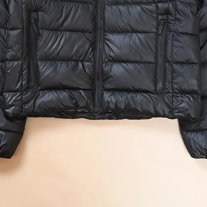 Chaqueta Corta Acolchada de Algodón para Mujer, Estilo Otoño Invierno, con Estampado de Letras, Capucha, Informal, Estilo Ame...