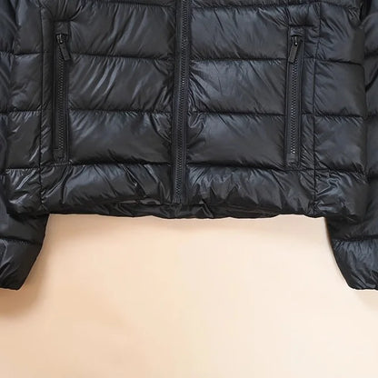 Chaqueta Corta Acolchada de Algodón para Mujer, Estilo Otoño Invierno, con Estampado de Letras, Capucha, Informal, Estilo Ame...
