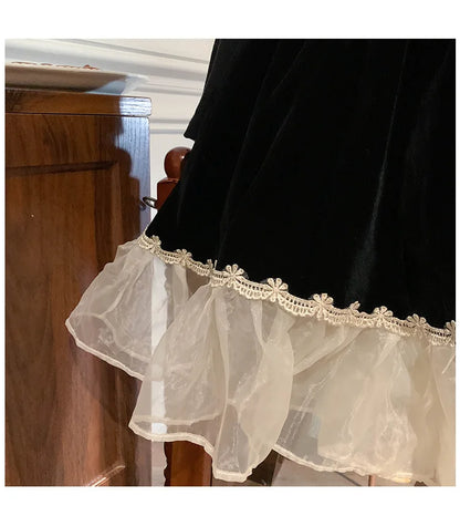 Ropa de otoño para niños, falda de princesa para niñas, vestido negro a la moda, falda de princesa de cumpleaños para bebés, 2024