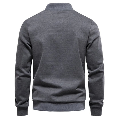 Chaqueta Casual con Cierre y Cuello Alto para Hombre, Primavera-Otoño 2025, Chaqueta Deportiva de Color Sólido, Chaqueta Bomber Urbana para Hombre