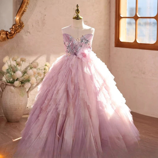 Vestido de Fiesta para Niñas 2026, Vestido de Noche para Niñas, Vestido de Princesa con Flores para Cumpleaños, Traje Formal para Fiesta