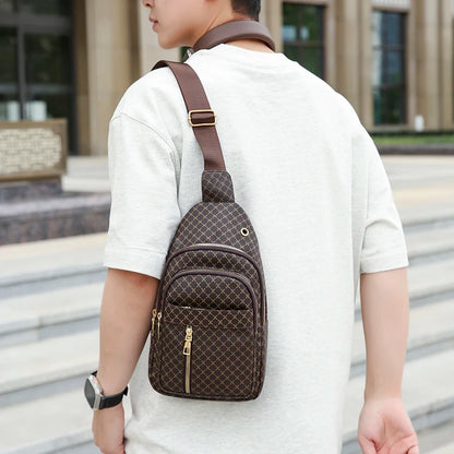 Bolso de pecho de cuero PU ligero con múltiples bolsillos para hombre, bolso cruzado informal Unisex, adecuado para desplazamientos diarios, bolso de hombro