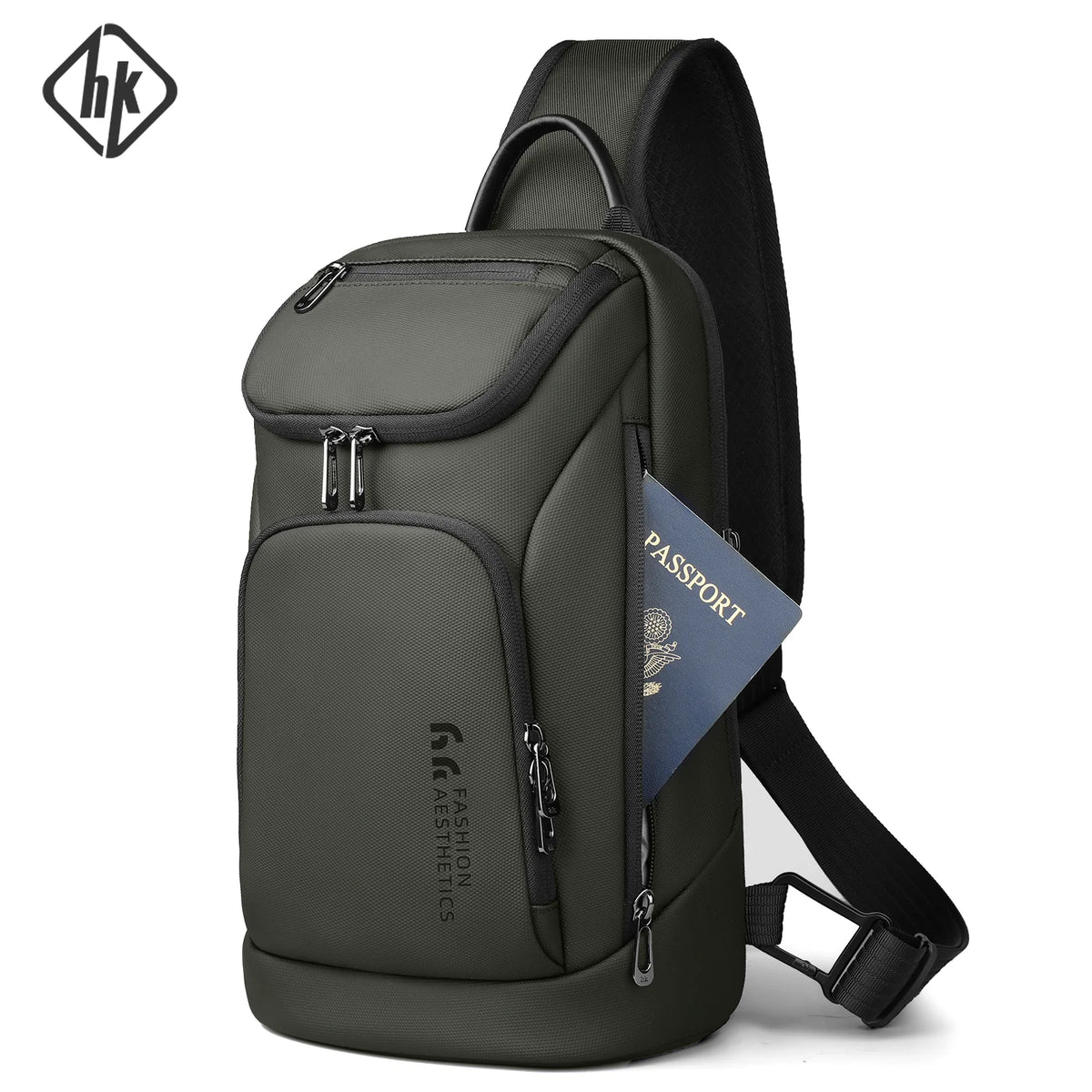 Bolso de hombro multifunción HK para hombre, bolso cruzado impermeable, apto para iPad de 11 pulgadas, bolso bandolera ligero para viajes al aire libre