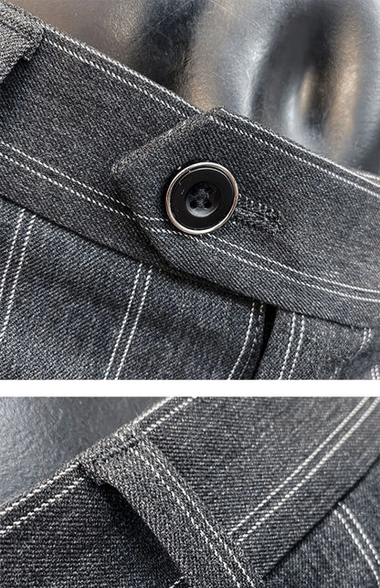 Pantalones de traje a rayas para hombre, pantalón de vestir Social para oficina de negocios, informal, ajustado, para boda, 2022