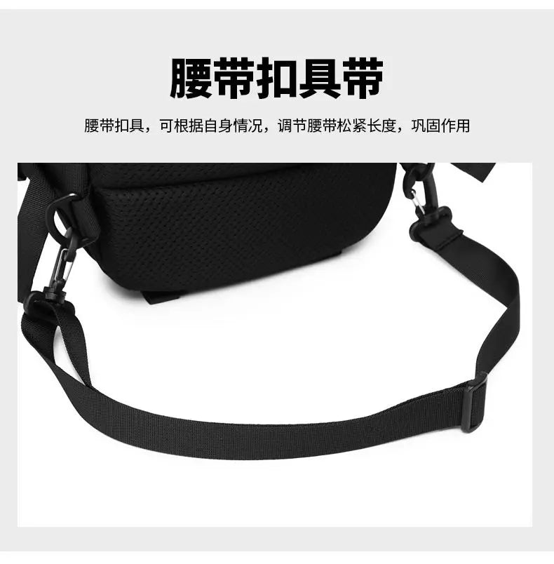 OZUKO-Bolso cruzado de hombro para hombre, bolsa de pecho, impermeable, táctico, cintura, bandolera, cremallera, moda, deportes al aire libre, negro