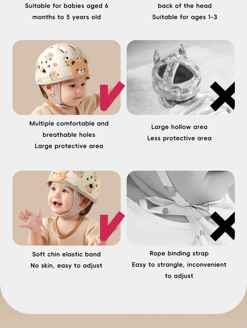 AIBEDILA protección de 360 grados casco anticaída para bebé Protector de cabeza ajustable para niños pequeños sombreros de protección de seguridad suaves aprender a caminar