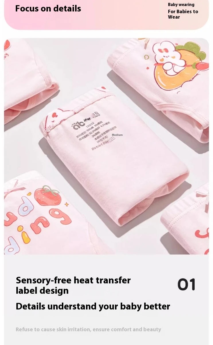 4 unids/lote de ropa interior para niñas, bragas bonitas de dibujos animados para niñas, calzoncillos transpirables de algodón para niños pequeños de 1 a 14 años