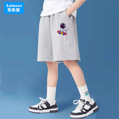 Pantalones cortos con estampado de araña a la moda para niños, moda informal de verano, pantalones sueltos y cómodos de cinco puntos, pantalones de chándal de algodón para adolescentes ZZ01