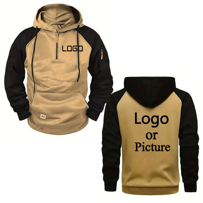 Sudadera con capucha impresa personalizada, sudadera con capucha cálida y elegante informal con bloques de color, sudadera con capucha unisex personalizada estilo callejero.