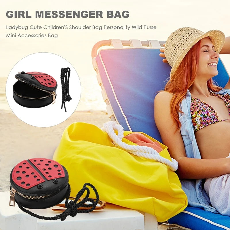 Bolso de hombro de mariquita para niños, monedero salvaje con personalidad, Mini bolso de accesorios