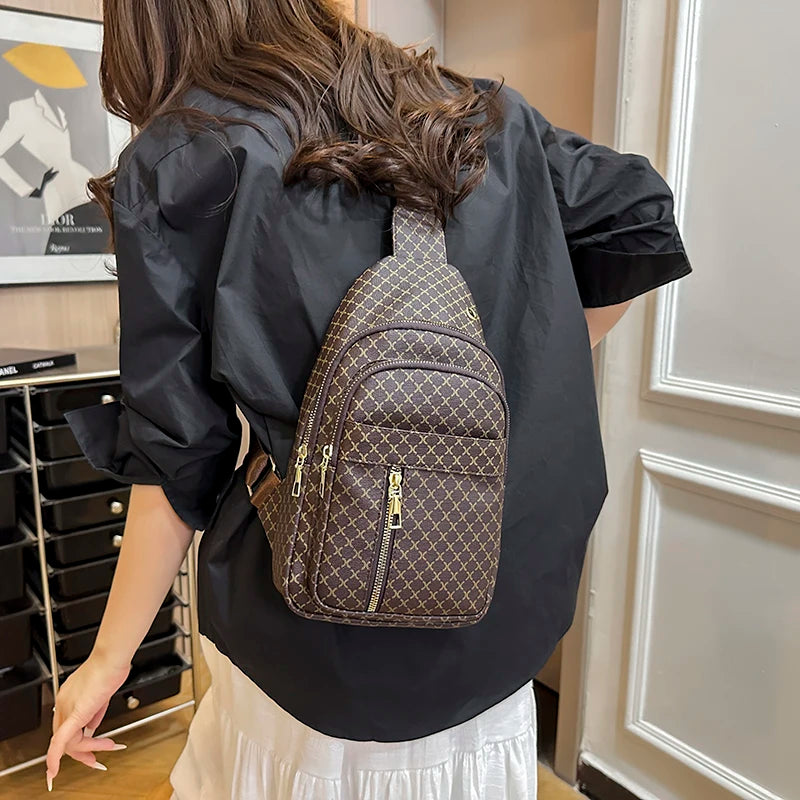 Bolso de pecho de cuero PU ligero con múltiples bolsillos para hombre, bolso cruzado informal Unisex, adecuado para desplazamientos diarios, bolso de hombro