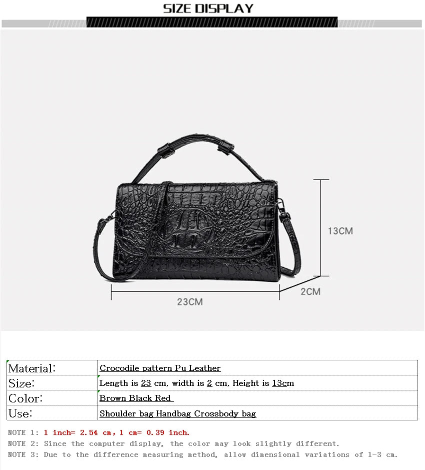 Bolso cruzado de diseñador de lujo para mujer, bandolera con patrón de cocodrilo, de cuero de alta calidad, cuadrado