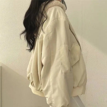 Lamb Fur Jacket Women's Autumn Winter Thickened Double-Sided Wear Cotton Coat Winter New Style Cotton Padded Hat Thick Cotton...