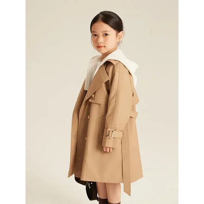Gabardina larga para niña, abrigo elegante de alta calidad, ropa de otoño e invierno, novedad de 2023
