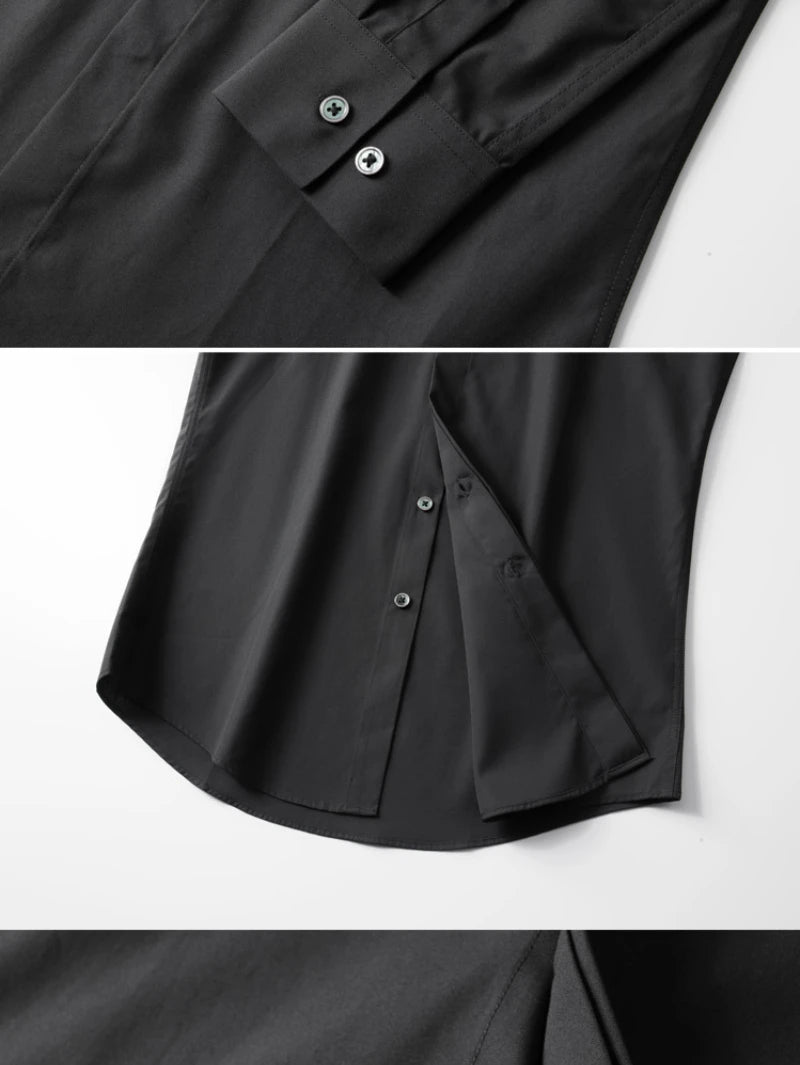 Camisa con cuentas hecha a mano para hombre, camisa de vestir Social de negocios de manga larga, traje informal de algodón de alta calidad para actuación en escenario de estrella