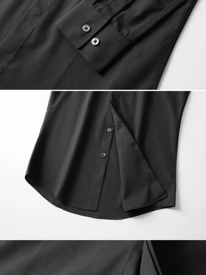 Camisa con cuentas hecha a mano para hombre, camisa de vestir Social de negocios de manga larga, traje informal de algodón de alta calidad para actuación en escenario de estrella