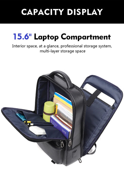 Mochila 100% de cuero de vaca Natural para ordenador portátil de 15,6 pulgadas, Mochila USB para hombre, bolso de viaje de cuero genuino, Mochila grande para niños