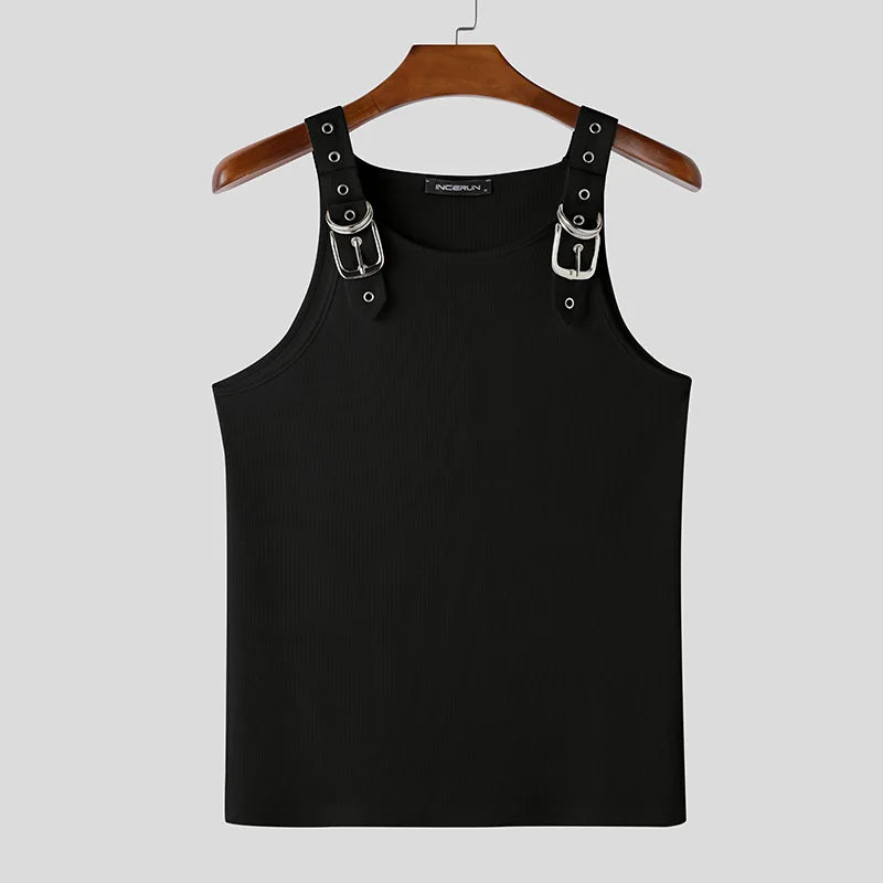 Fashion Men Tank Tops Casual Style Tops INCERUN New Style Men's Mesh Vests Streetwear Solid Color Casual Men Clothing S-5XL
