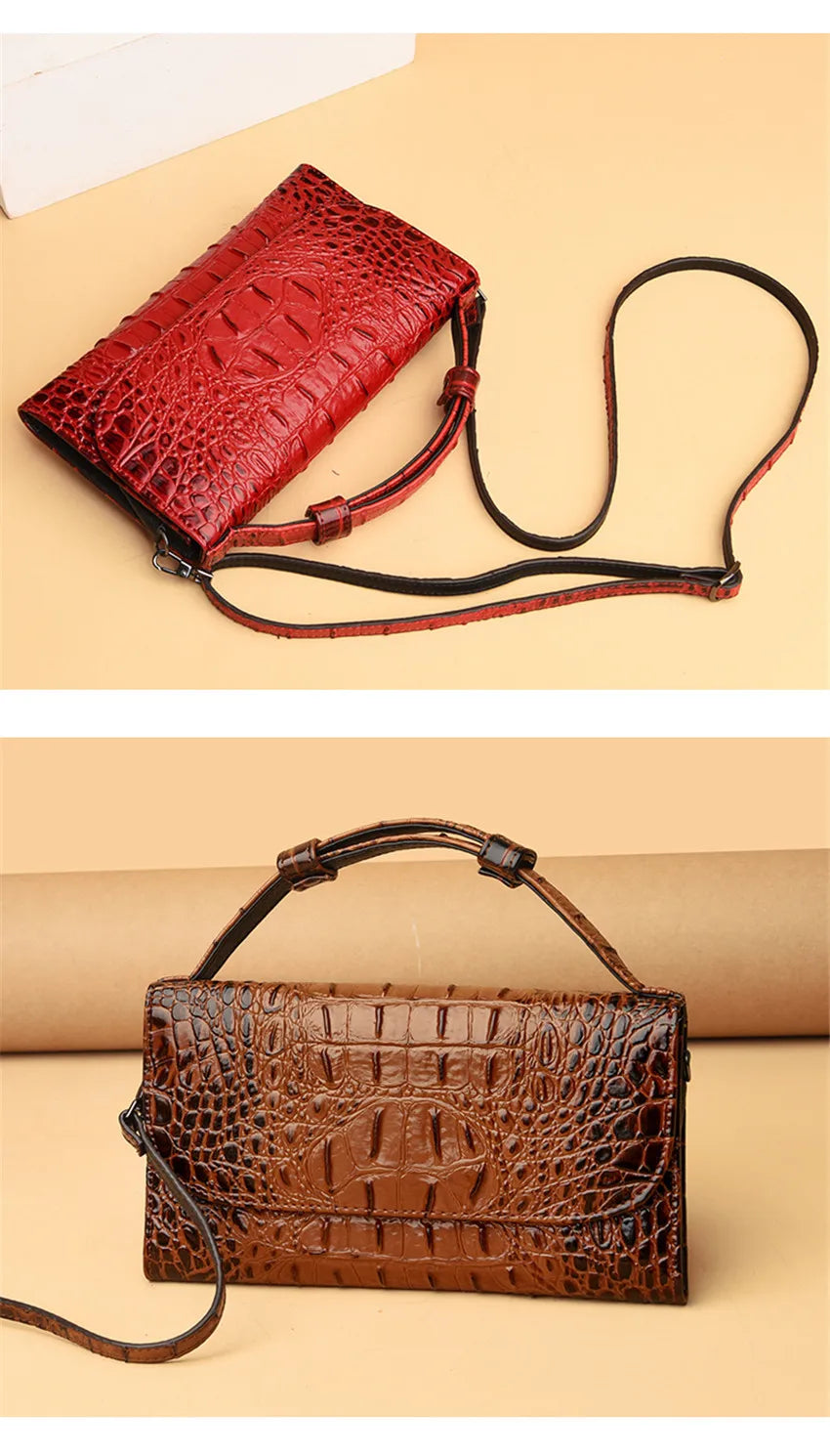 Bolso cruzado de diseñador de lujo para mujer, bandolera con patrón de cocodrilo, de cuero de alta calidad, cuadrado