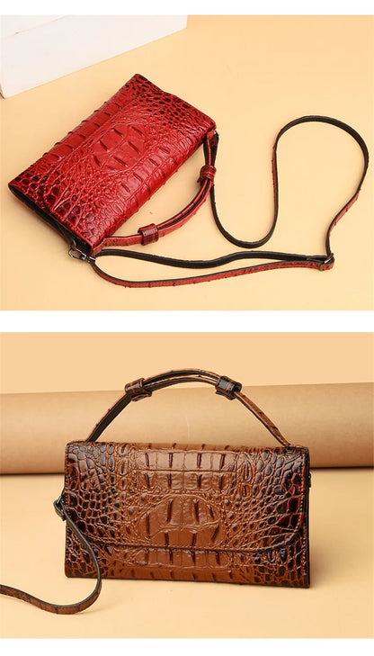 Bolso cruzado de diseñador de lujo para mujer, bandolera con patrón de cocodrilo, de cuero de alta calidad, cuadrado
