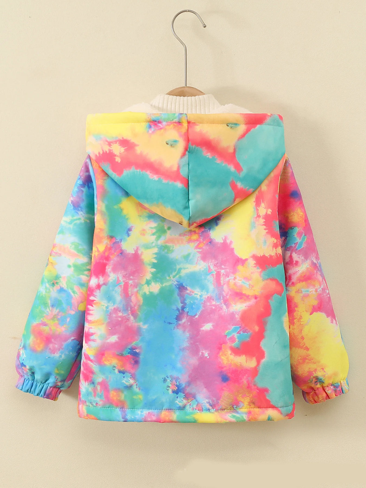 New Winter Girls Jacket Tie Dye Fashion Keep Warm Little Princess Coat Hooded Zipper Girls Outerwear Birthday Gifts Kids Clothes