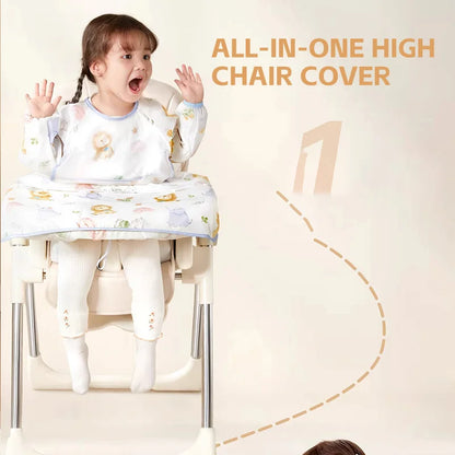 AIBEDILA Baberos impermeables para bebés, babero de manga larga para destete, se sujeta a la mesa de la trona, dobladillo desmontable, 6M-6T