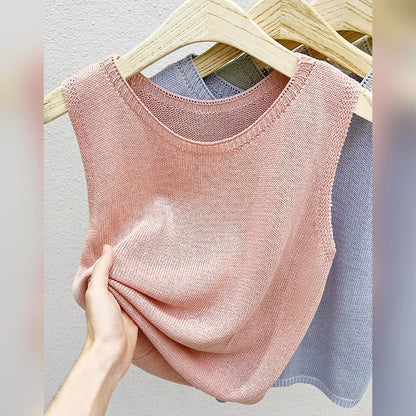 Loose Casual Comfortable Knitted Vest Women's Sleeveless Top Fashionable Summer Design Sense Soft Style Commute Korean Version