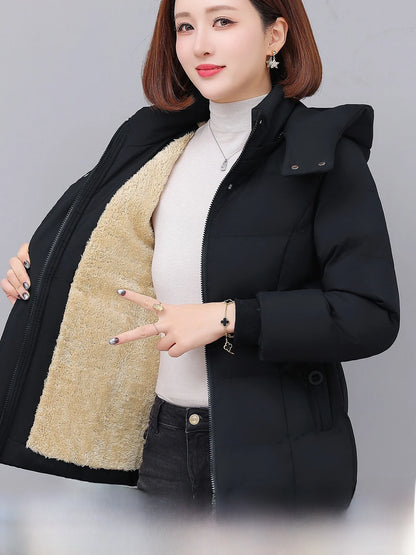 Chaqueta de algodón con forro polar grueso para mujer ENYW, abrigo informal holgado de invierno, ropa cálida para mamá, manga...