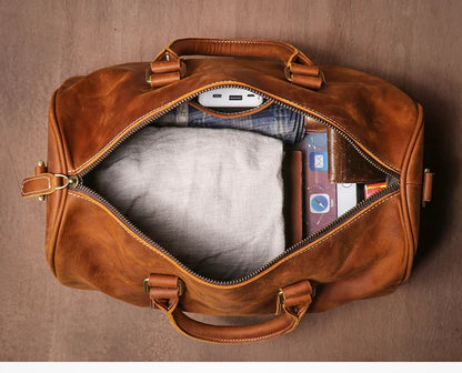 GURO-bolsos de viaje Retro de cuero de vaca para hombre y mujer, bolso de mano de cuero genuino, bolsa de Fitness de fin de semana de lujo, equipaje de viaje corto