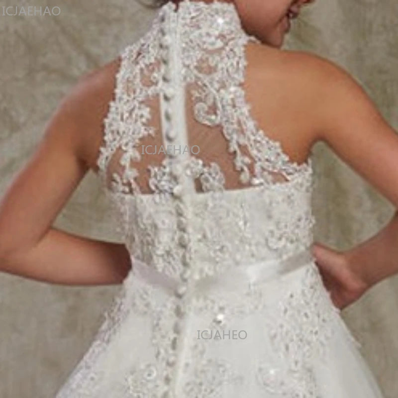 Vestido de Niña para Boda, Cumpleaños, Encaje, Flores, Princesa, Vestido Largo, Fiesta Formal, Celebración, Vestidos de Noche