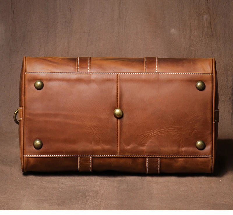 GURO-bolsos de viaje Retro de cuero de vaca para hombre y mujer, bolso de mano de cuero genuino, bolsa de Fitness de fin de semana de lujo, equipaje de viaje corto