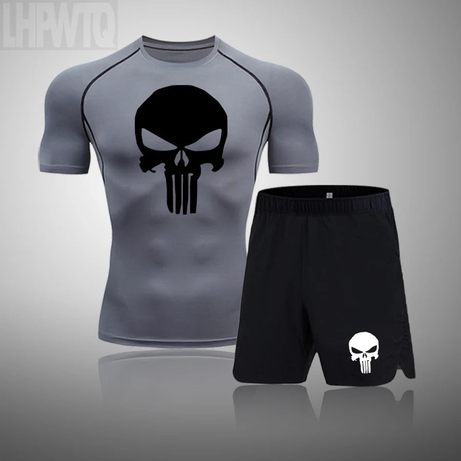 Camiseta deportiva de compresión para hombre, camiseta de entrenamiento físico de secado rápido MMA, ropa deportiva masculina para correr y correr
