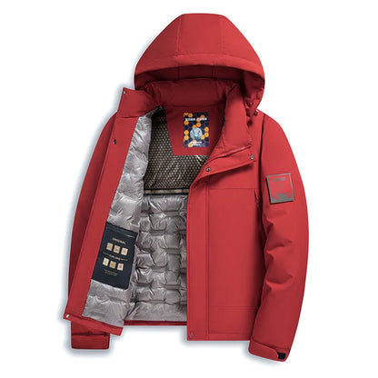 Chaqueta de algodón de mezcla de lana verde fluorescente de invierno 2025 para hombre - Chaqueta acolchada de algodón verde fluorescente (negro/rojo/caqui)