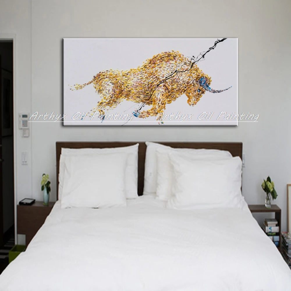 Arthyx, pintura al óleo de toro abstracta con textura acrílica sobre lienzo, imágenes artísticas modernas hechas a mano para decoración del hogar y sala de estar + paquete Switch in Art completo
