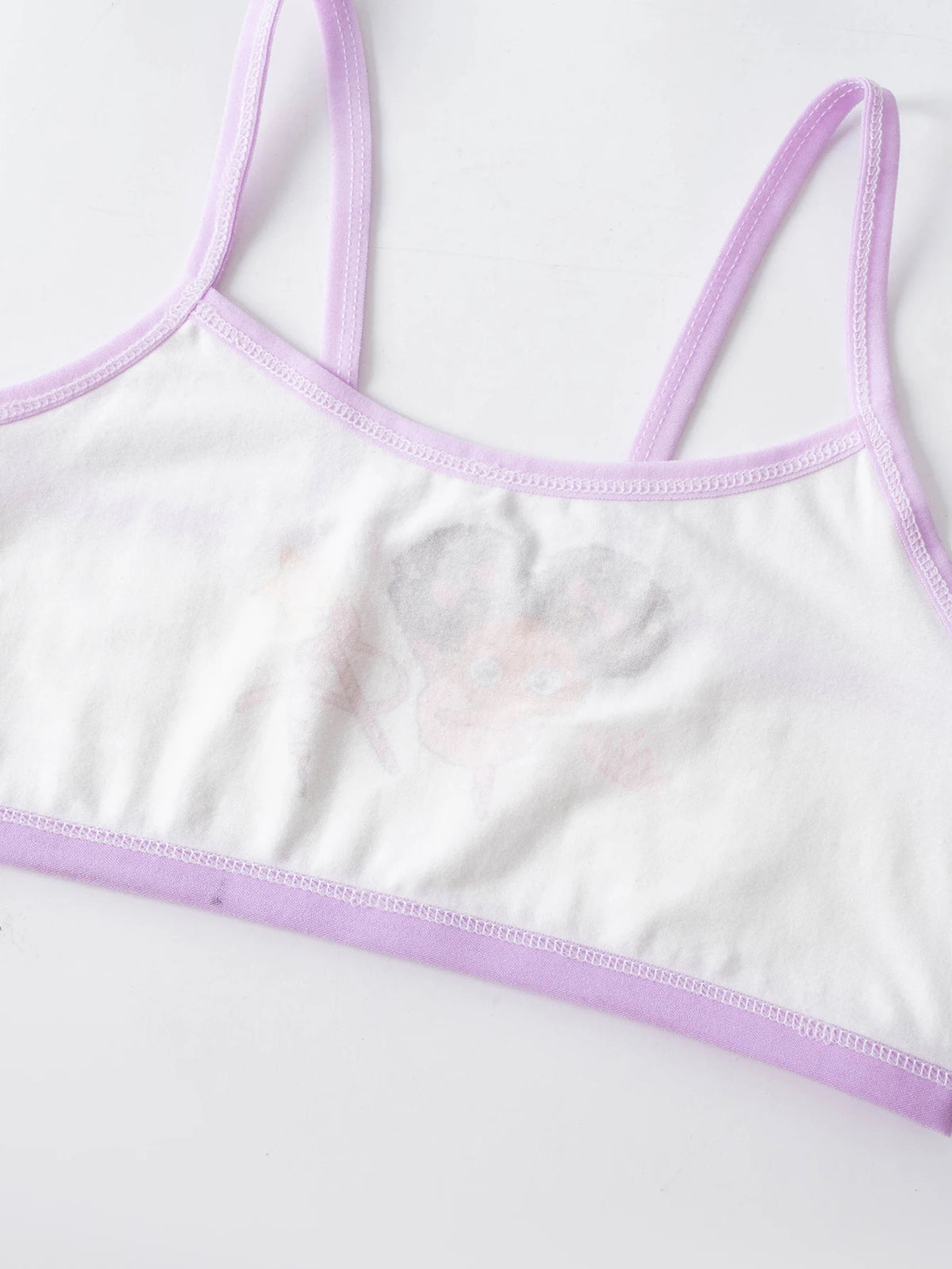 4 piezas de sujetadores de entrenamiento para niñas, ropa interior para niñas, chalecos pequeños, cómodos, sencillos y modernos, con estampado de dibujos animados, colorido.