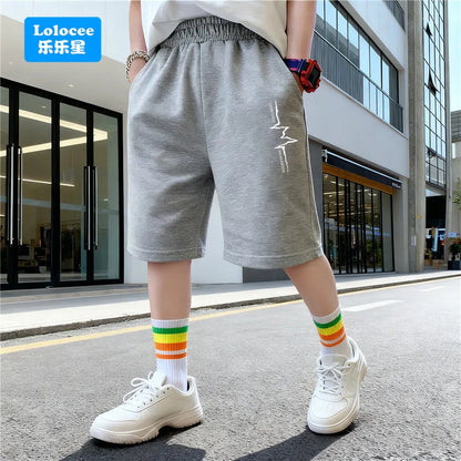 Pantalones cortos con estampado de araña a la moda para niños, moda informal de verano, pantalones sueltos y cómodos de cinco puntos, pantalones de chándal de algodón para adolescentes ZZ01