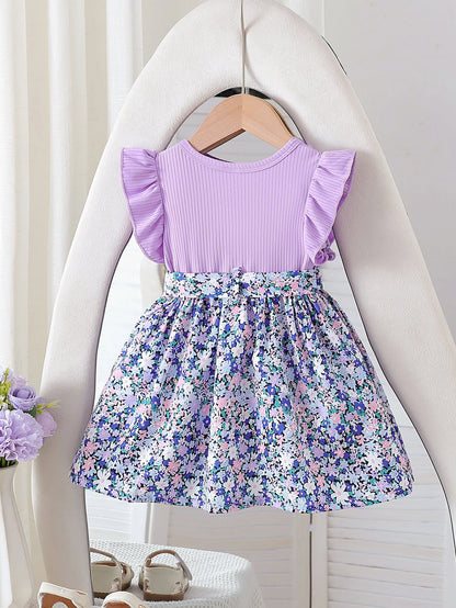 2025 Mini vestido estampado sin mangas para mujer, nuevo estilo, con estampado floral pequeño, moderno, informal y versátil