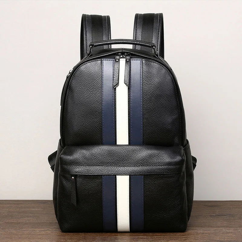 2024 nuevo diseño de moda para hombres, mochila marrón de cuero genuino para ordenador portátil, mochila escolar, bolsa de día para niños, bolsas de viaje grandes para hombres
