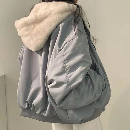 Lamb Fur Jacket Women's Autumn Winter Thickened Double-Sided Wear Cotton Coat Winter New Style Cotton Padded Hat Thick Cotton...
