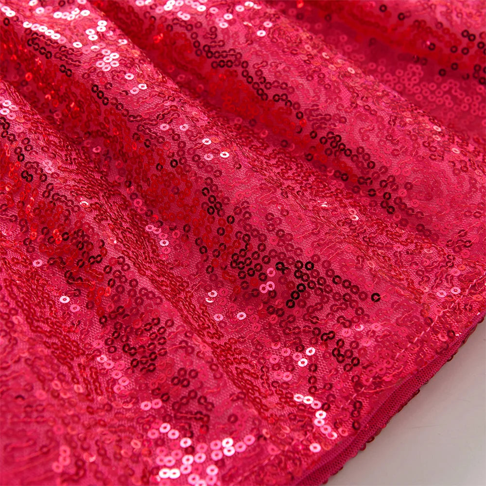 VIKITA-faldas rojas con lentejuelas para niñas y adolescentes, minifalda de Ballet para actuación de fiesta de cumpleaños de princesa brillante, 3-7 años