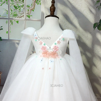 2026 elegante vestido de princesa para niñas vestido de presentador niños boda flor niña niños cumpleaños desfile fiesta vestidos formales disfraz