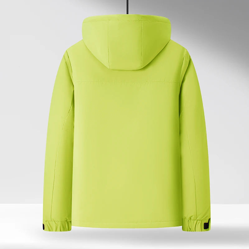 Chaqueta de algodón de mezcla de lana verde fluorescente de invierno 2025 para hombre - Chaqueta acolchada de algodón verde fluorescente (negro/rojo/caqui)