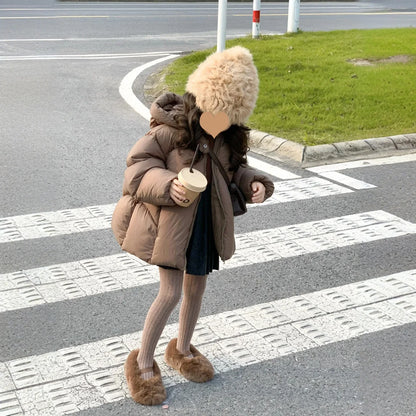 Ropa de invierno para niños versión coreana, Chaqueta de algodón de plumón medio a largo para niños, Chaqueta de algodón gruesa para bebés