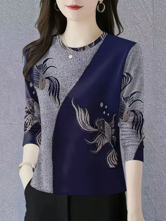 Camiseta de Manga Larga con Cuello Redondo a la Moda para Mujer, Nueva Colección Otoño 2025, Estilo Mamá, Cubre Vientre, Cami...